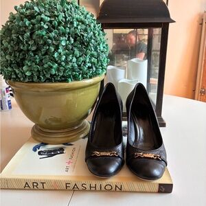 Gucci Black Heels with Gold Accent